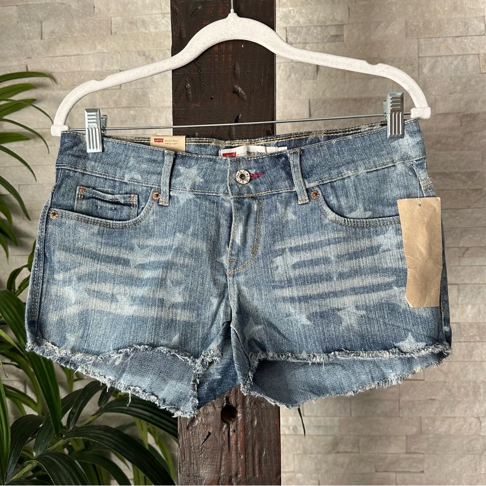 Levi’s Shorty Short Starry Night Cut Off Star Denim Micro Shorts Size 5 New Tags